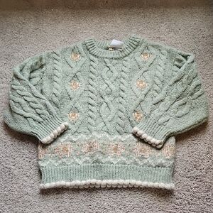 Zara Mint Green Cable Knit Kids Sweater